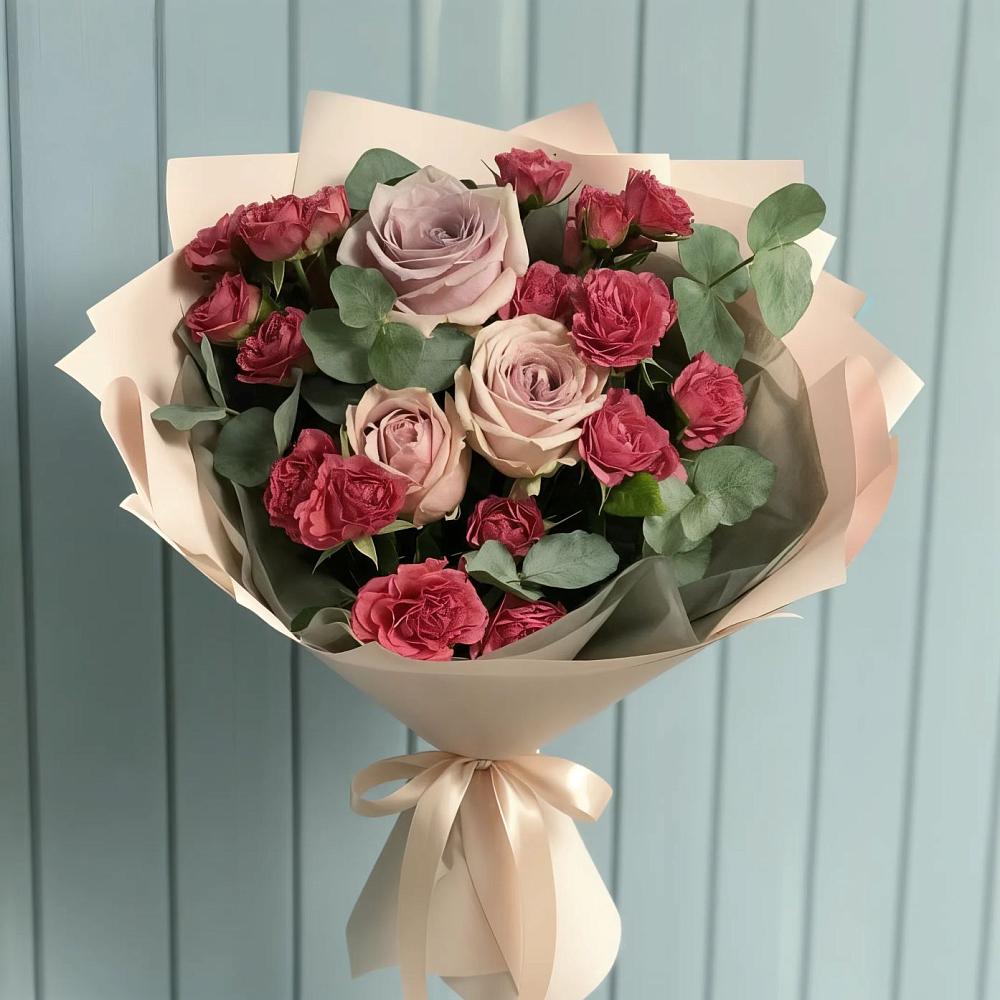 Букет цветов из: Гвоздики и Розы в Сикаках