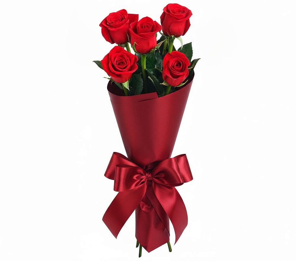 Букет 5 Красных роз Эдлесс Лав в Сикаках