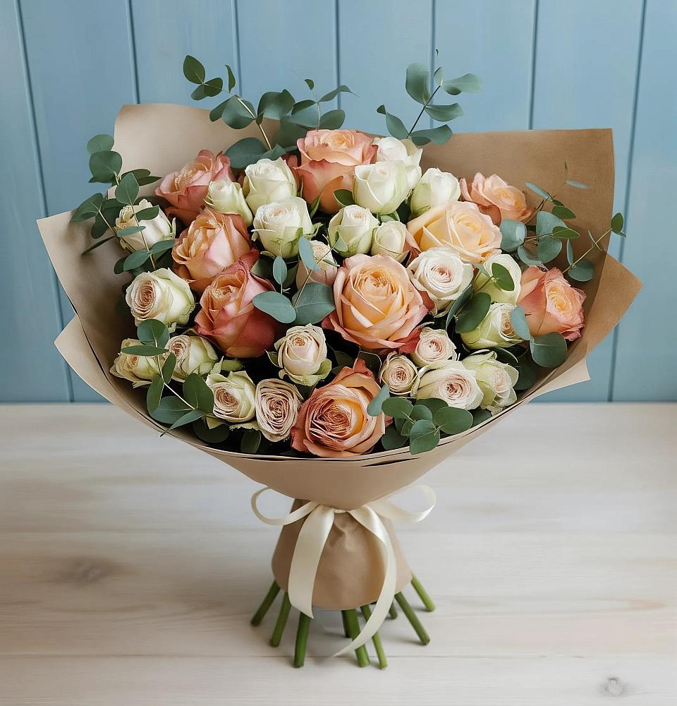 Букет цветов из: Альстромерии и Розы в Сикаках