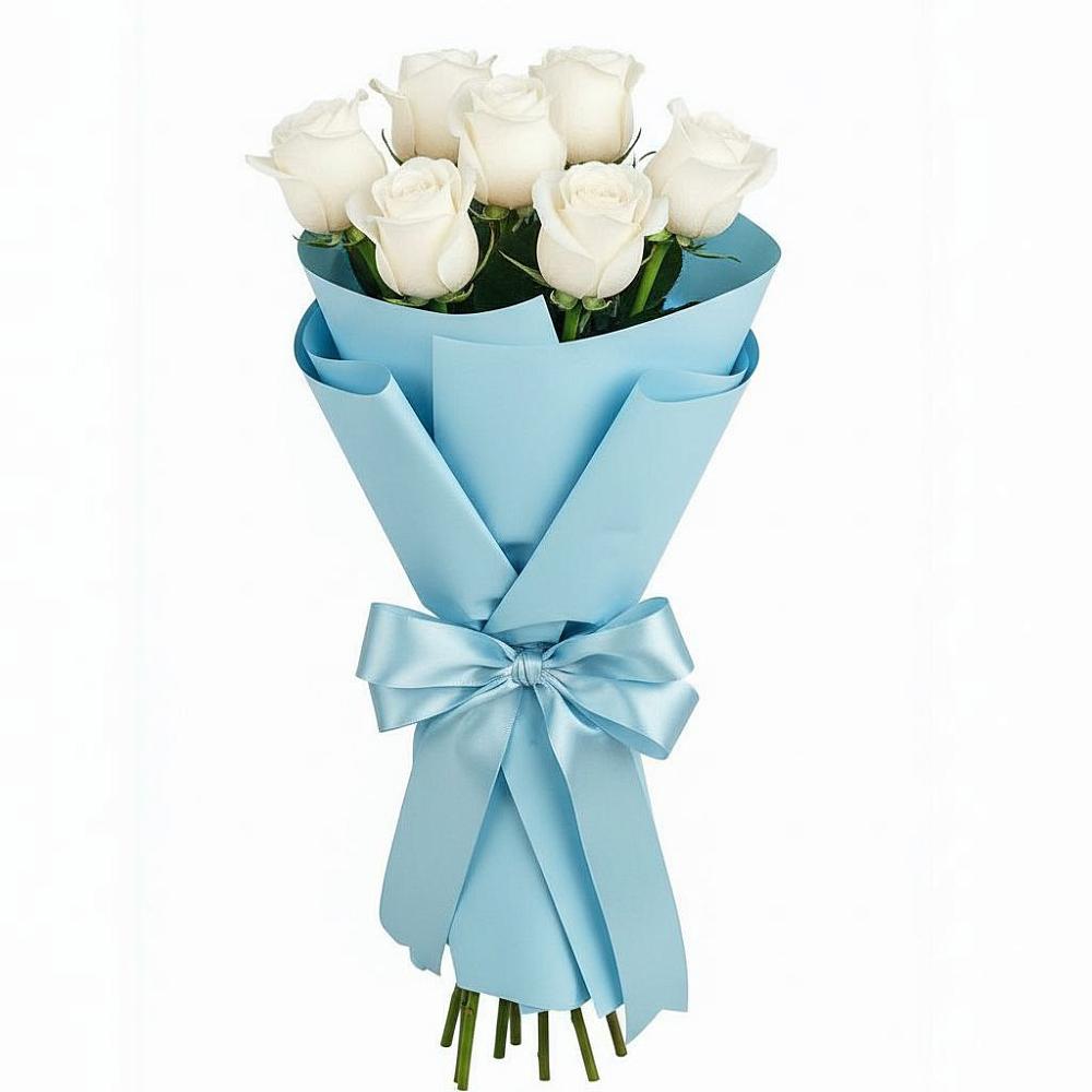 Букет 7 белых роз Проуд в Сикаках