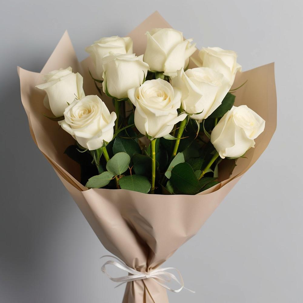 Букет 9 Белых роз Эдлесс Лав в Сикаках