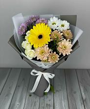 Букет цветов из:  Розы, Герберы и Хризантемы в Сикаках