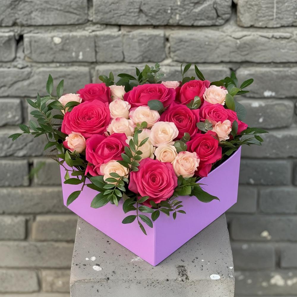Цветочная композиция из Розы в коробке в Сикаках