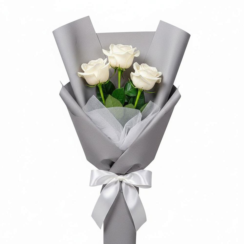 Букет 3 белые розы в Сикаках