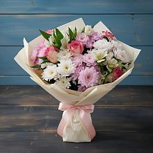 Букет цветов из:  Хризантемы, Альстромерии и Розы в Сикаках