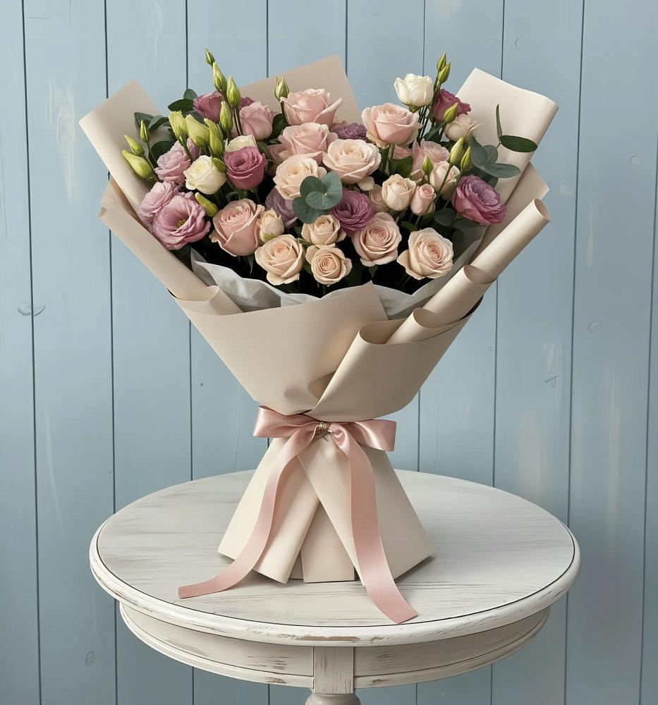 Букет цветов из: Розы и Лизиантусы в Сикаках