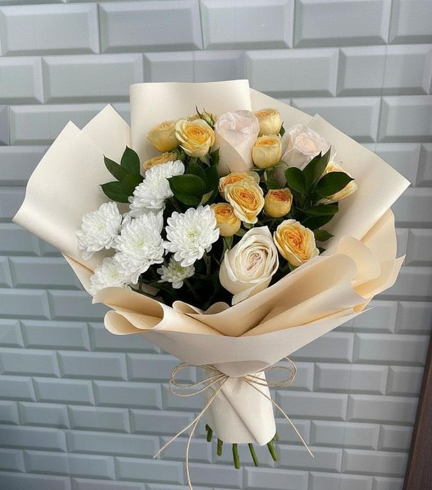 Букет цветов из: Розы и Хризантемы в Сикаках