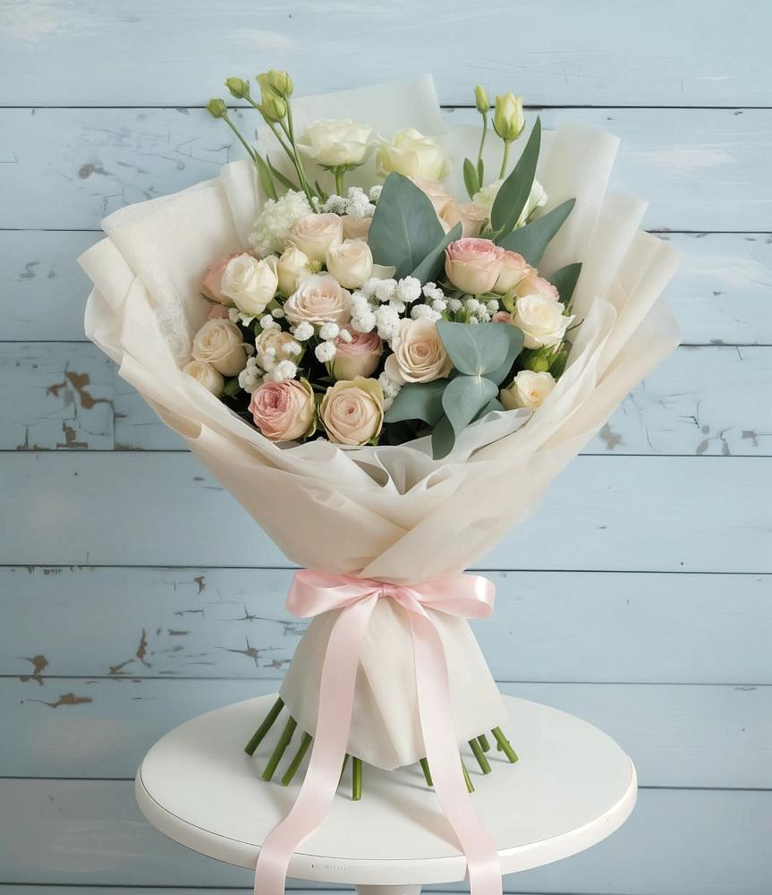 Букет цветов из: Розы и Лизиантусы в Сикаках