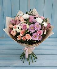 Букет цветов из:  Хризантемы, Розы и Альстромерии в Сикаках