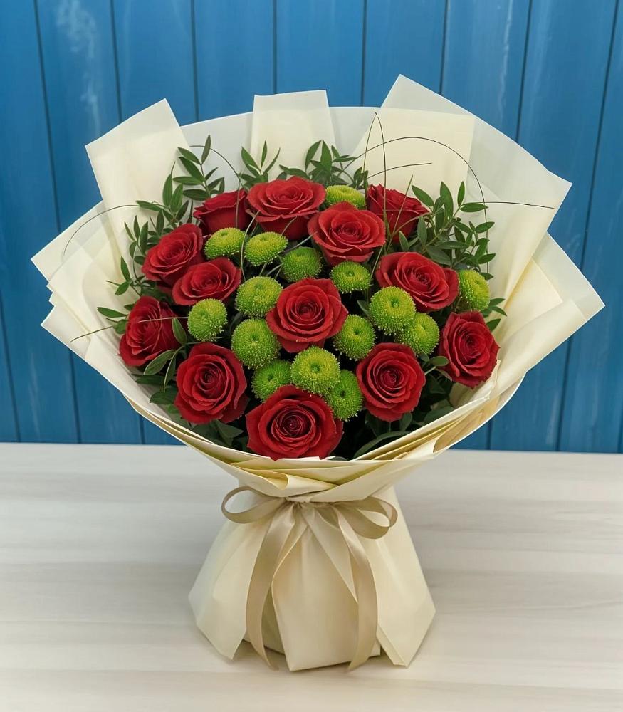 Букет цветов из: Розы и Хризантемы в Сикаках