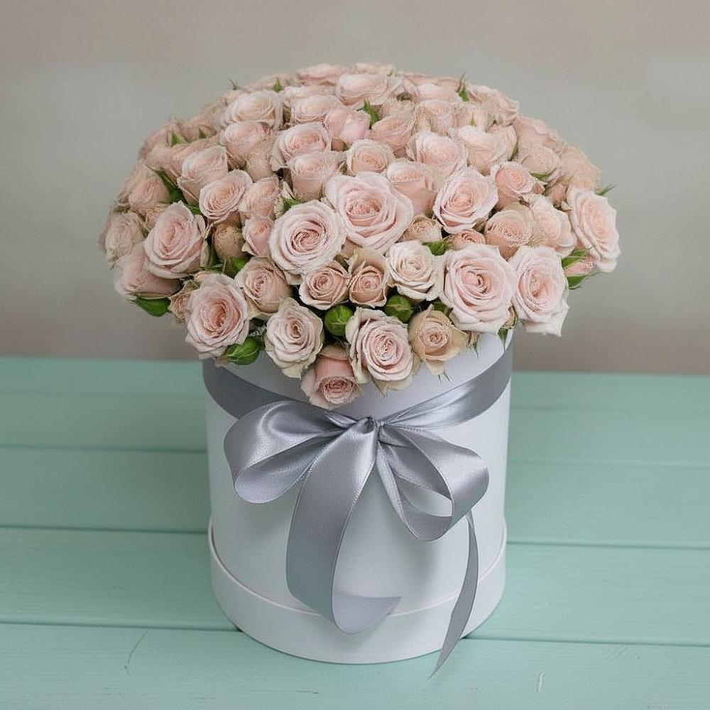 Цветочная композиция из Розы в шляпной коробке в Сикаках